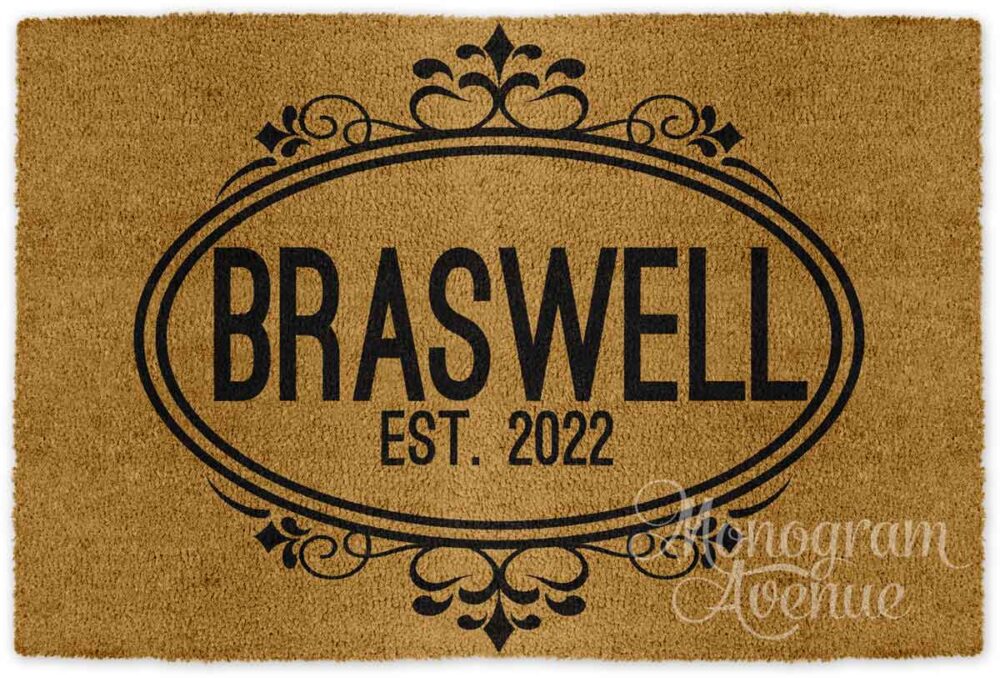 Custom Printed Coir Doormat Monogram Avenue 002 year