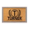 Personalized Coir Doormat Black White Striped Rug addon