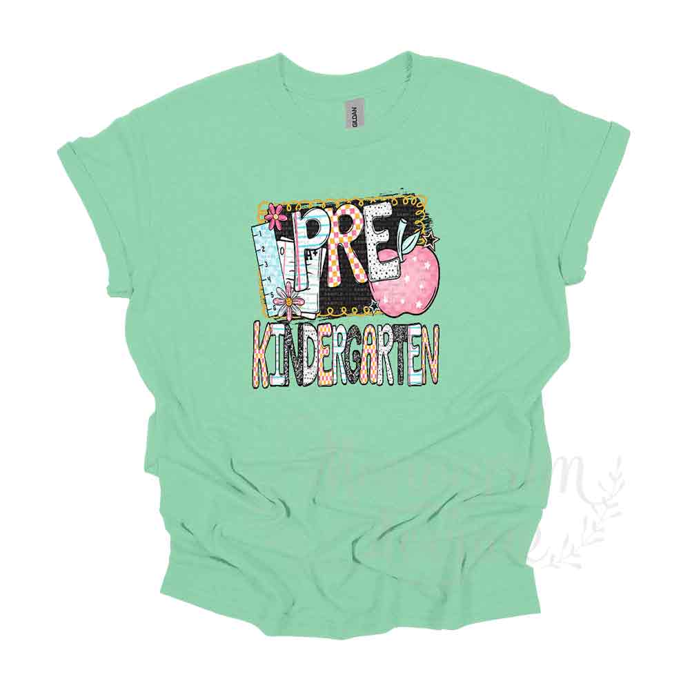 Apple Grade Level Tee PreKindergarten Mint Green