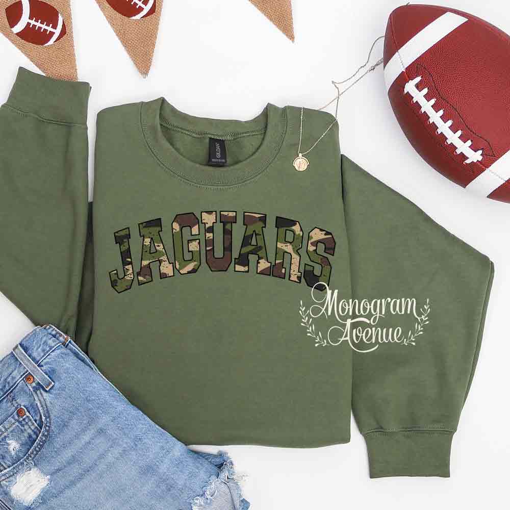 Distressed Jaguars Military Camo Sweatshirt military green