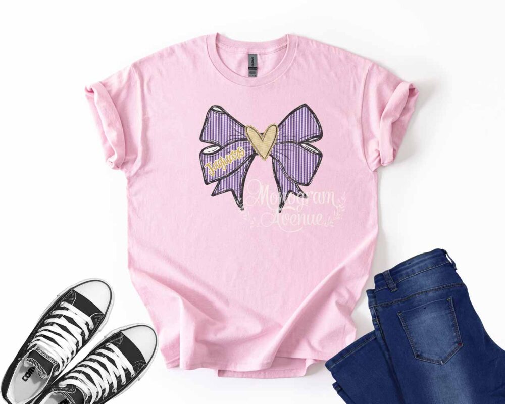 DeSoto Central Jaguars Seersucker Bow Pink T-Shirt | DC Jaguars Southaven, Mississippi
