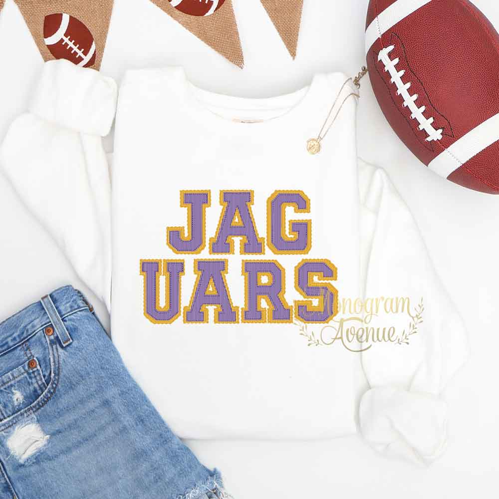 Prepster Purple and Gold Jaguars white sweatshirt